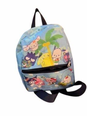 Hello Kitty Kids Mini Backpack With Cartoon Print Blue Adjustable Straps Zipper